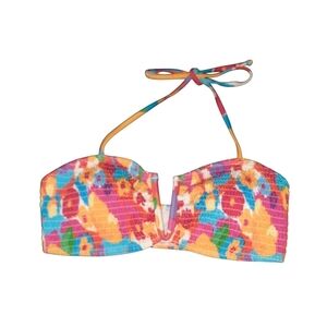 Floral Bikini Top Colorful Size Medium